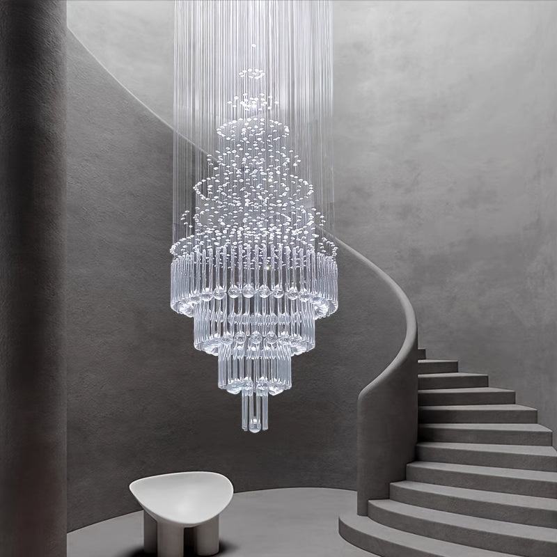 71 Inch Circular Crystal Lighting Fixture, Modern Ceiling Mounted Crystal Chandelier, Suitable for Villas, Apartments, Corridors, Living Rooms (including Light Source)