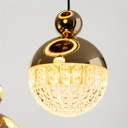 Modern Golden LED Chandeliers, 3-Color Dimmable Pendant 4-Lights Adjustable Height for Kitchen Island, Dining Room, Living Room, Contemporary Hanging Ceiling Light,