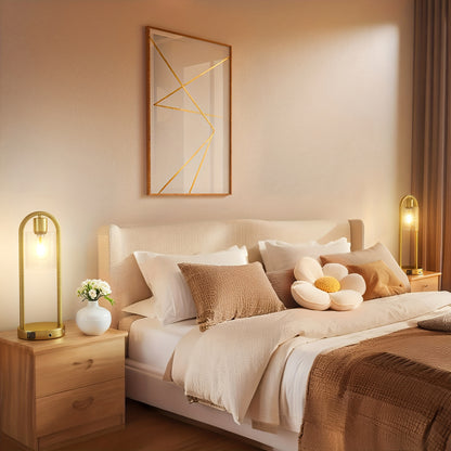 2 - Pack Modern Table Lamp With USB Charging Ports, Golden/Black Touch Control Bedside Lamp(Wireless Charging Is Not Included), Industrial - Style Table Lamp With Water Drop Glass Shade, Perfect For Bedroom, Living Room, Offi