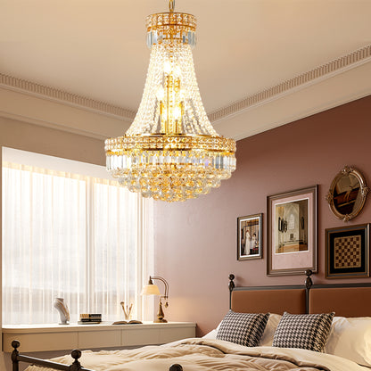 Modern Crystal Chandelier Golden Empire Chandelier 13-Light Christmas K9 Crystal Ceiling Chandelier Light Fixture For Living Room Dining Room Foyer