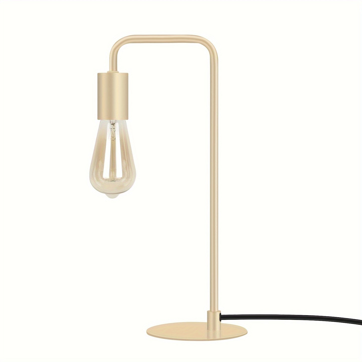 Modern Industrial Edison Bulb Compatible Bedside Lamp - Curved Tube Table Suitable for Bedroom, Living Room, Dorm - Metal Base, Compatible for Edison (Bulb Not Included)