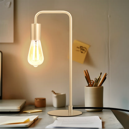 Modern Industrial Edison Bulb Compatible Bedside Lamp - Curved Tube Table Suitable for Bedroom, Living Room, Dorm - Metal Base, Compatible for Edison (Bulb Not Included)