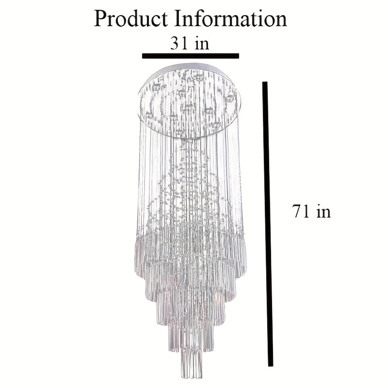 71 Inch Circular Crystal Lighting Fixture, Modern Ceiling Mounted Crystal Chandelier, Suitable for Villas, Apartments, Corridors, Living Rooms (including Light Source)