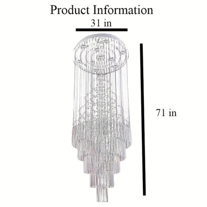 71 Inch Circular Crystal Lighting Fixture, Modern Ceiling Mounted Crystal Chandelier, Suitable for Villas, Apartments, Corridors, Living Rooms (including Light Source)