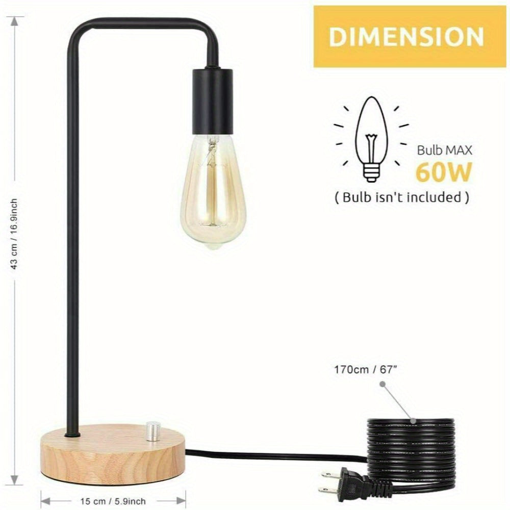 Set of 2 Edison Table Lamp, Industrial Bedside Lamps, Wood Desk Lamp Pairs for nightstand Dressers Coffee Table Study Desk in Bedroom, Guest Room