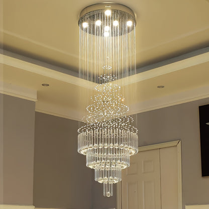 71 Inch Circular Crystal Lighting Fixture, Modern Ceiling Mounted Crystal Chandelier, Suitable for Villas, Apartments, Corridors, Living Rooms (including Light Source)