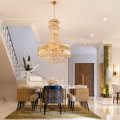 Modern Crystal Chandelier Golden Empire Chandelier 13-Light Christmas K9 Crystal Ceiling Chandelier Light Fixture For Living Room Dining Room Foyer