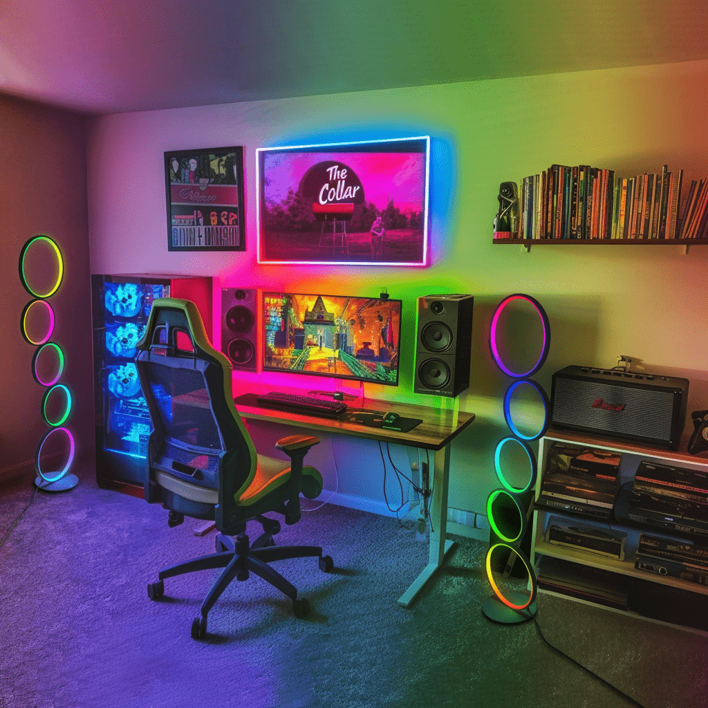 RGBCW 2700K-6500K Circular Modern Floor Lamp, LED Floor Lamp for Living Room, Dimmable, Tall Reading Desk Light Decoration, Circle Standing Lamp, Unique Lamp for Bedroom, Office, Home