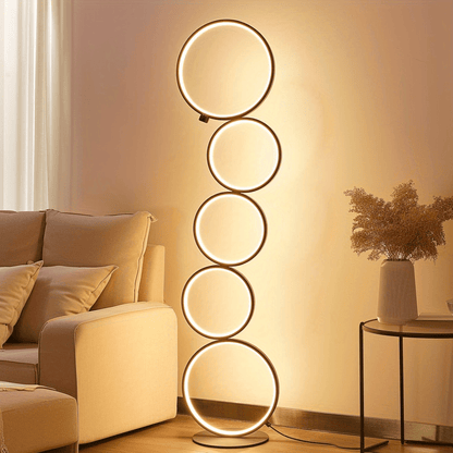 RGBCW 2700K-6500K Circular Modern Floor Lamp, LED Floor Lamp for Living Room, Dimmable, Tall Reading Desk Light Decoration, Circle Standing Lamp, Unique Lamp for Bedroom, Office, Home