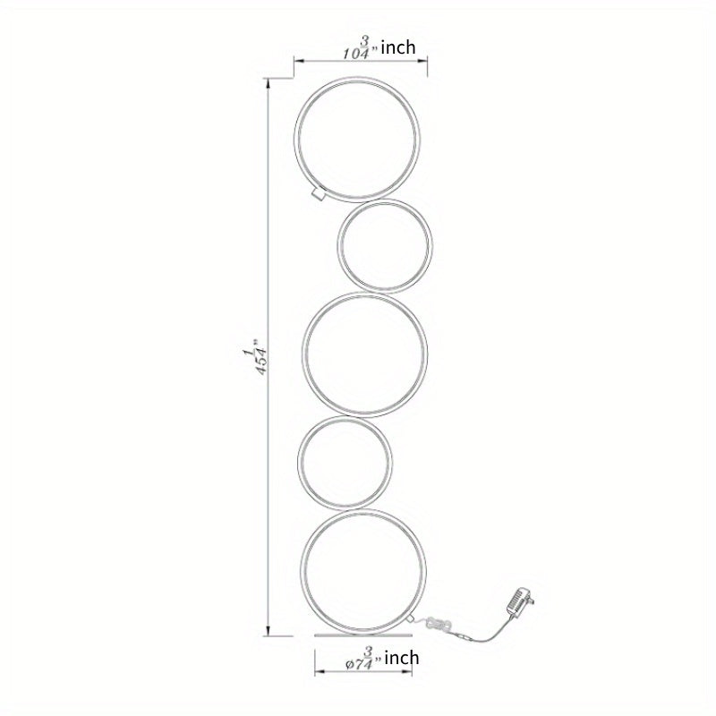 RGBCW 2700K-6500K Circular Modern Floor Lamp, LED Floor Lamp for Living Room, Dimmable, Tall Reading Desk Light Decoration, Circle Standing Lamp, Unique Lamp for Bedroom, Office, Home