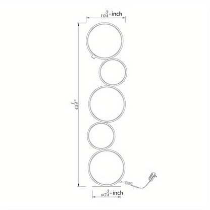 RGBCW 2700K-6500K Circular Modern Floor Lamp, LED Floor Lamp for Living Room, Dimmable, Tall Reading Desk Light Decoration, Circle Standing Lamp, Unique Lamp for Bedroom, Office, Home