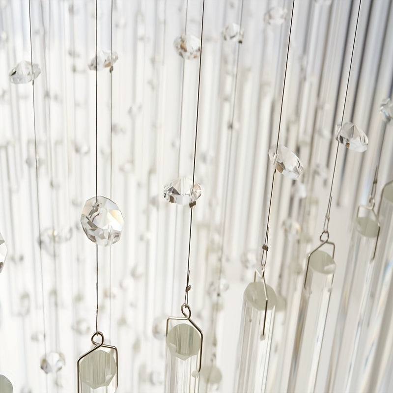 71 Inch Circular Crystal Lighting Fixture, Modern Ceiling Mounted Crystal Chandelier, Suitable for Villas, Apartments, Corridors, Living Rooms (including Light Source)