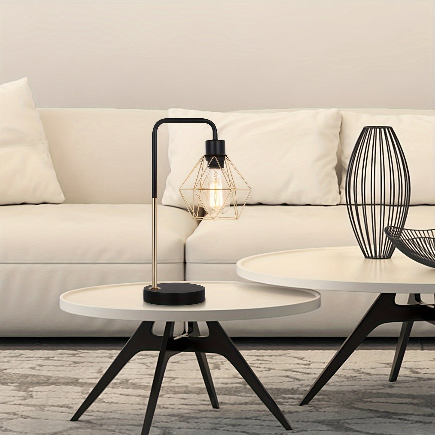 Industrial Golden Bedside Desk Lamps With Metal Diamond Shape Lampshade, Coffee Table Study Desk, Vintage Table Lamp Reading Lamp For Office Desk Master Bedroom Living Room And College Dorm