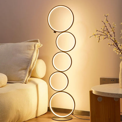 RGBCW 2700K-6500K Circular Modern Floor Lamp, LED Floor Lamp for Living Room, Dimmable, Tall Reading Desk Light Decoration, Circle Standing Lamp, Unique Lamp for Bedroom, Office, Home