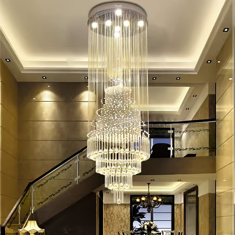 71 Inch Circular Crystal Lighting Fixture, Modern Ceiling Mounted Crystal Chandelier, Suitable for Villas, Apartments, Corridors, Living Rooms (including Light Source)