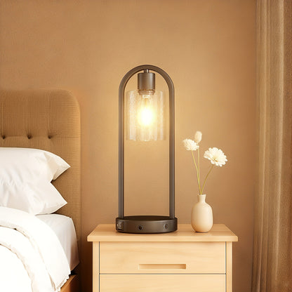 2 - Pack Modern Table Lamp With USB Charging Ports, Golden/Black Touch Control Bedside Lamp(Wireless Charging Is Not Included), Industrial - Style Table Lamp With Water Drop Glass Shade, Perfect For Bedroom, Living Room, Offi