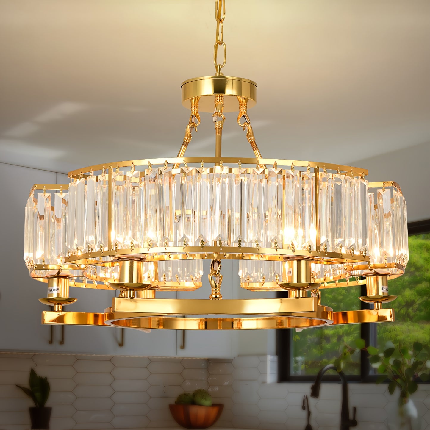 Modern Golden Crystal Chandelier Adjustable Pendant Light for Living Room Dining Room Bedroom, Chandelier for Bedroom, Bedroom Ceiling Light, Home Decor Lighting, Bedroom Lighting, Elegant Chandelier, Contemporary Design, Dur