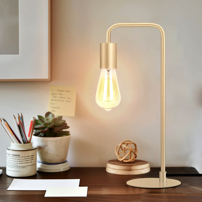 Modern Industrial Edison Bulb Compatible Bedside Lamp - Curved Tube Table Suitable for Bedroom, Living Room, Dorm - Metal Base, Compatible for Edison (Bulb Not Included)