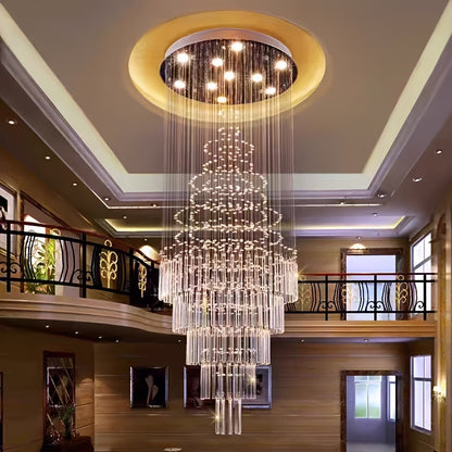 71 Inch Circular Crystal Lighting Fixture, Modern Ceiling Mounted Crystal Chandelier, Suitable for Villas, Apartments, Corridors, Living Rooms (including Light Source)