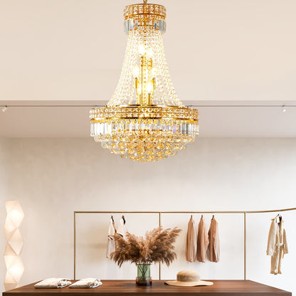 Modern Crystal Chandelier Golden Empire Chandelier 13-Light Christmas K9 Crystal Ceiling Chandelier Light Fixture For Living Room Dining Room Foyer