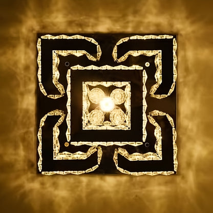 Modern Light Luxury Crystal Ceiling Lamp with a Square/Flower Shape, Featuring LED Three-Color Dimming, Suitable for Bedrooms, Living Rooms, Dining Rooms, Studies, Walk-In Closets, And Hallways. It Is Adaptable for Various In