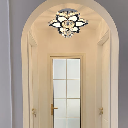Modern Light Luxury Crystal Ceiling Lamp with a Square/Flower Shape, Featuring LED Three-Color Dimming, Suitable for Bedrooms, Living Rooms, Dining Rooms, Studies, Walk-In Closets, And Hallways. It Is Adaptable for Various In
