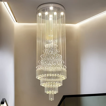 71 Inch Circular Crystal Lighting Fixture, Modern Ceiling Mounted Crystal Chandelier, Suitable for Villas, Apartments, Corridors, Living Rooms (including Light Source)