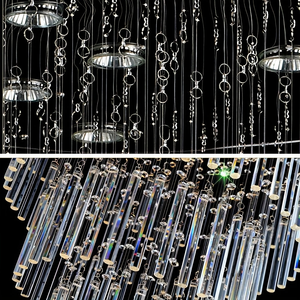 71 Inch Circular Crystal Lighting Fixture, Modern Ceiling Mounted Crystal Chandelier, Suitable for Villas, Apartments, Corridors, Living Rooms (including Light Source)