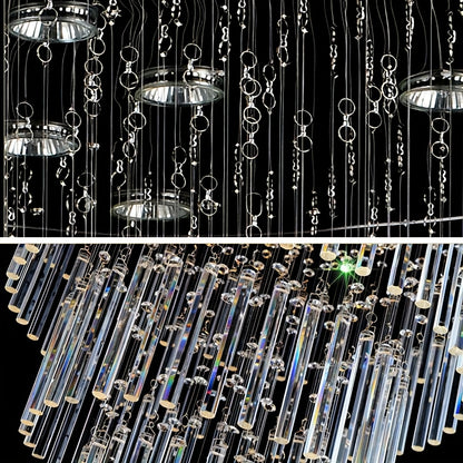 71 Inch Circular Crystal Lighting Fixture, Modern Ceiling Mounted Crystal Chandelier, Suitable for Villas, Apartments, Corridors, Living Rooms (including Light Source)