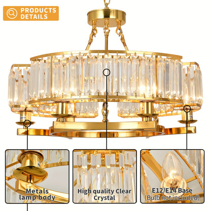 Modern Golden Crystal Chandelier Adjustable Pendant Light for Living Room Dining Room Bedroom, Chandelier for Bedroom, Bedroom Ceiling Light, Home Decor Lighting, Bedroom Lighting, Elegant Chandelier, Contemporary Design, Dur