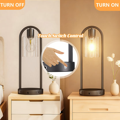 2 - Pack Modern Table Lamp With USB Charging Ports, Golden/Black Touch Control Bedside Lamp(Wireless Charging Is Not Included), Industrial - Style Table Lamp With Water Drop Glass Shade, Perfect For Bedroom, Living Room, Offi