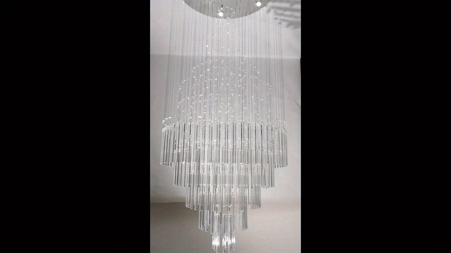 71 Inch Circular Crystal Lighting Fixture, Modern Ceiling Mounted Crystal Chandelier, Suitable for Villas, Apartments, Corridors, Living Rooms (including Light Source)