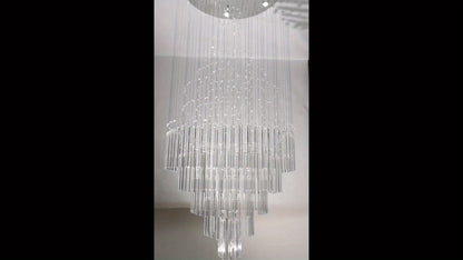 71 Inch Circular Crystal Lighting Fixture, Modern Ceiling Mounted Crystal Chandelier, Suitable for Villas, Apartments, Corridors, Living Rooms (including Light Source)