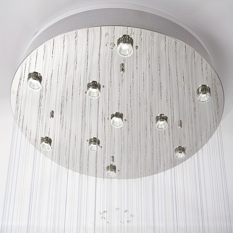 71 Inch Circular Crystal Lighting Fixture, Modern Ceiling Mounted Crystal Chandelier, Suitable for Villas, Apartments, Corridors, Living Rooms (including Light Source)